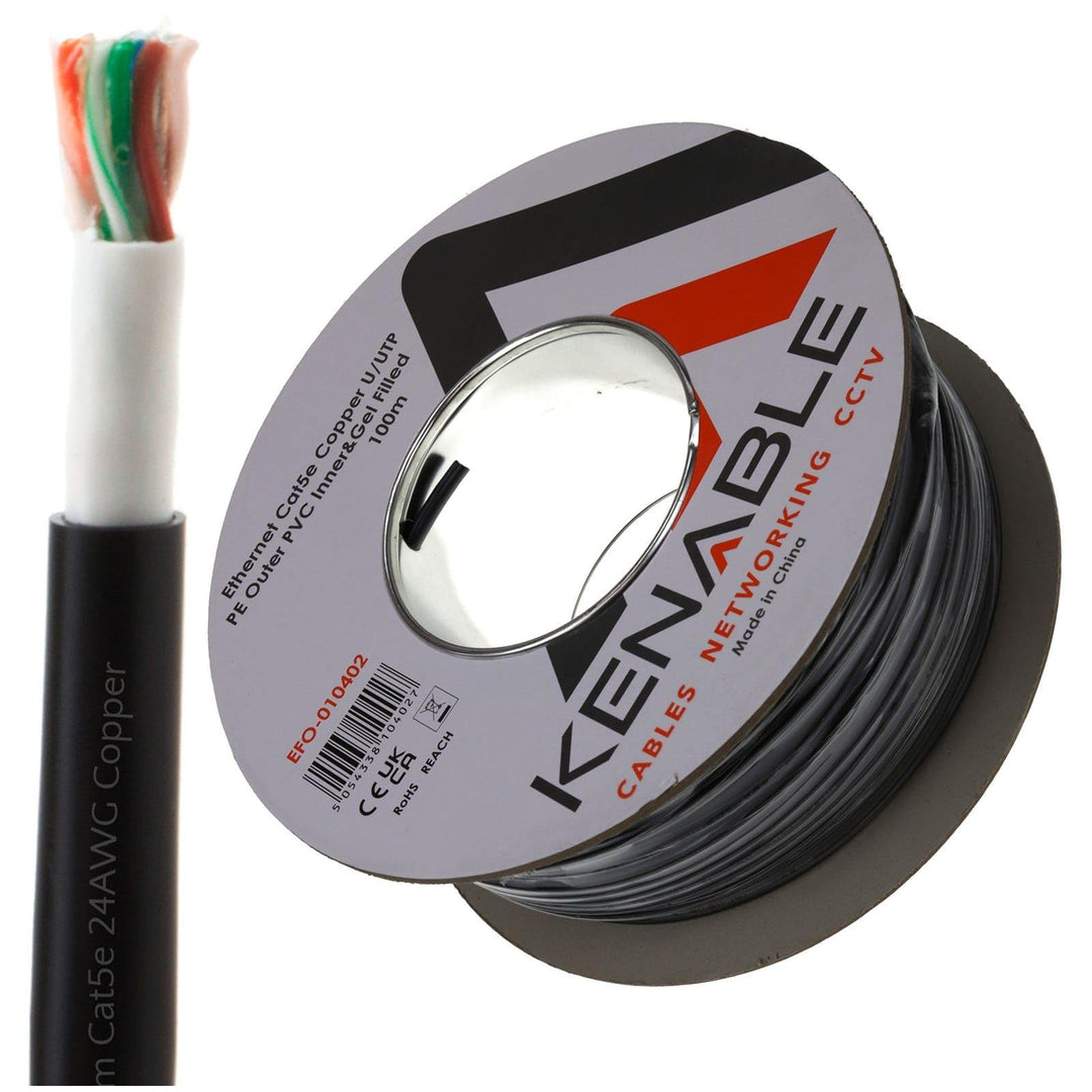 kenable Prämie Aussen CAT5e Aussen Kupfer Ethernet Netzwerk Kabel Kabelrolle Mit Gel 100 m [100 Mete
