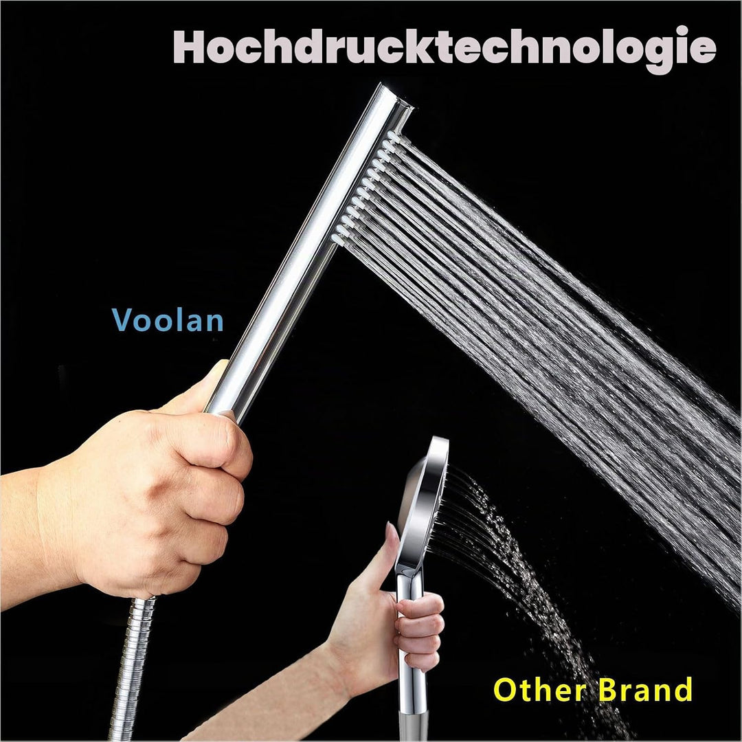 Handbrause Komplett aus Metall, Hochdruck-Duschköpfe von Voolan, Einfache Handbrause aus Chrom mit T