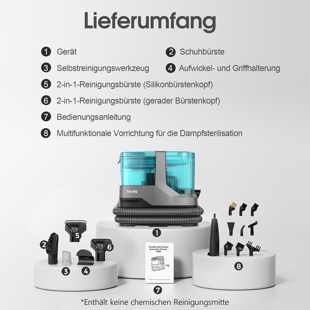 C688 Nass-Trocken-Sauger, 25.000 Pa, 1.800 W, 4-in-1. Mit Heiz- &amp; Desinfektionsfunktion, LED-Display