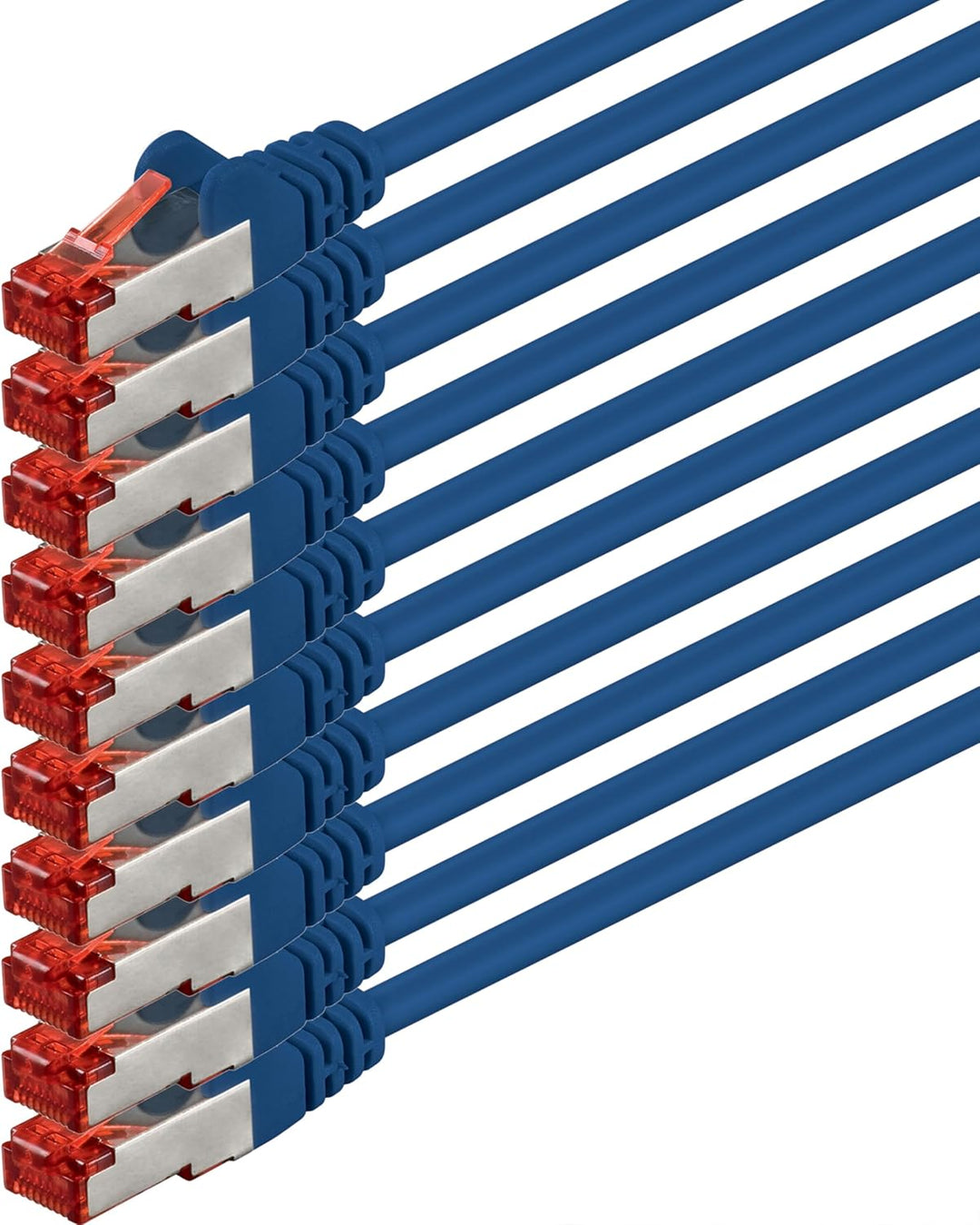 1 aTTack CAT6 PIMF SSTP Netzwerk Patch-Kabel mit 2 x RJ45 Stecker doppelt geschirmt - blau - 10 Stüc