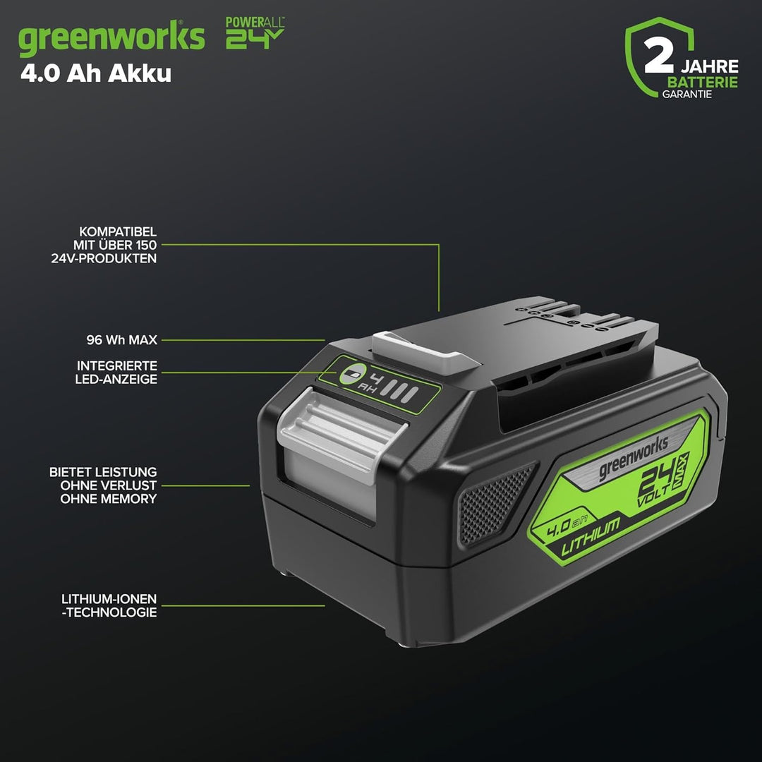 Greenworks 24V Akku - Greenworks wiederaufladbarer, leistungsstarker Akku für alle 24V Gartengeräte,