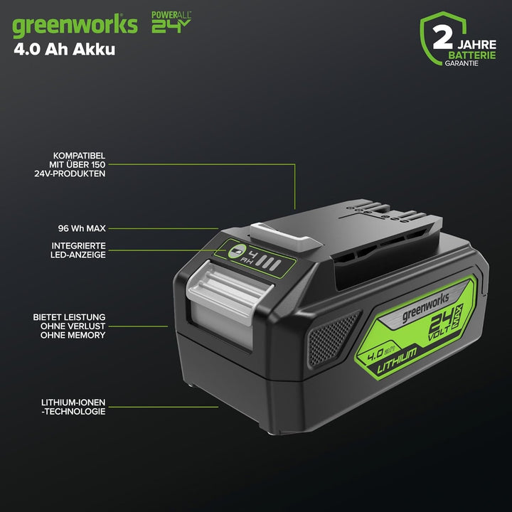 Greenworks 24V Akku - Greenworks wiederaufladbarer, leistungsstarker Akku für alle 24V Gartengeräte,