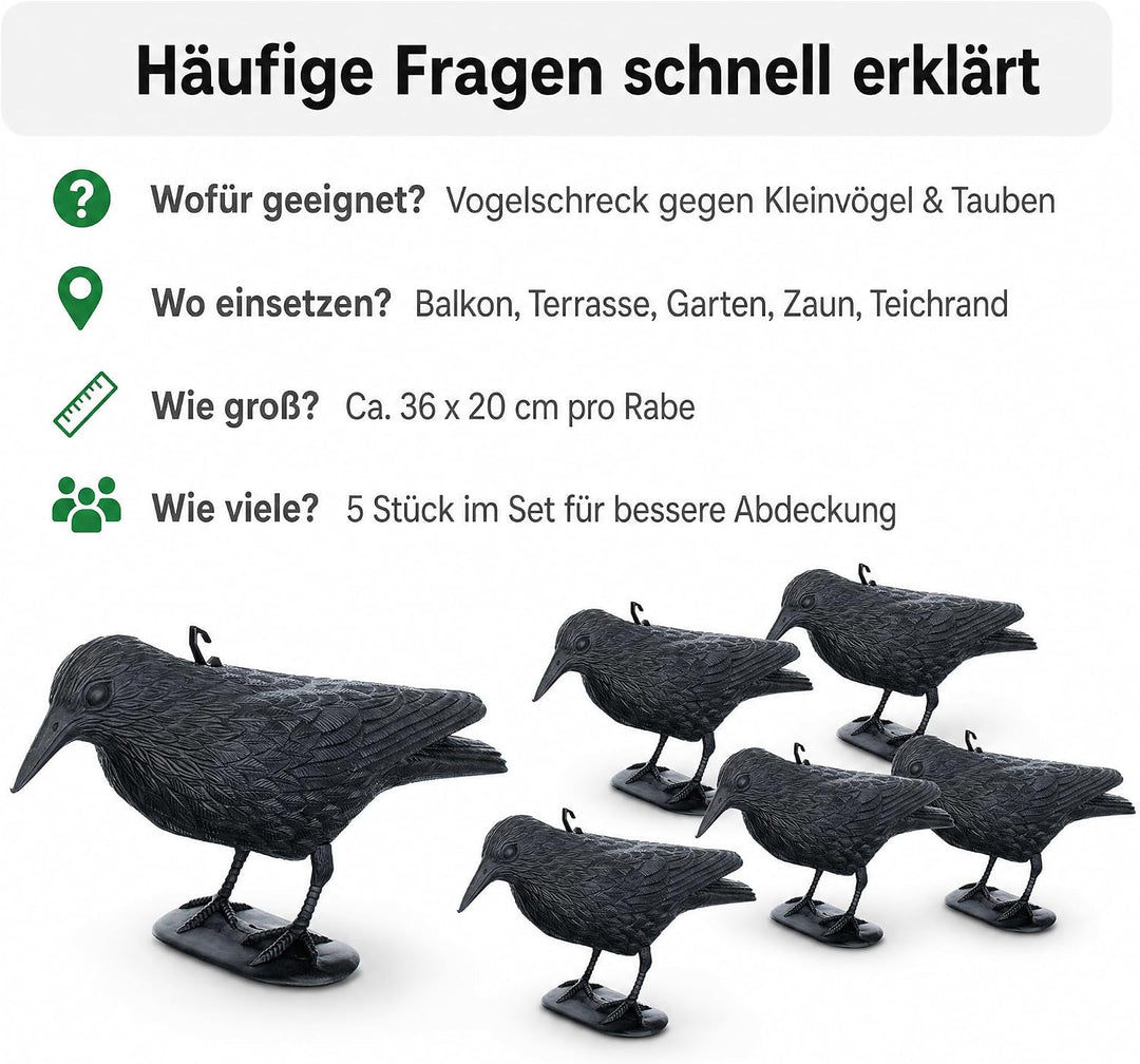 Brandsseller 5er-Set Taubenschreck Rabe Krähe abwehr von Kleinvögeln und Tauben Vogelschreck Tierfre
