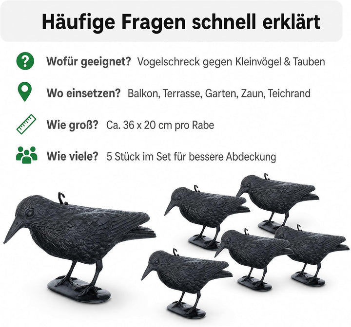 Brandsseller 5er-Set Taubenschreck Rabe Krähe abwehr von Kleinvögeln und Tauben Vogelschreck Tierfre