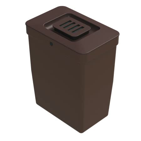 LM 530 Mülleimer Küche mit Deckel 8-Liter Braun, brauner Abfalleimer, schmal, platzsparend 15x23x28,