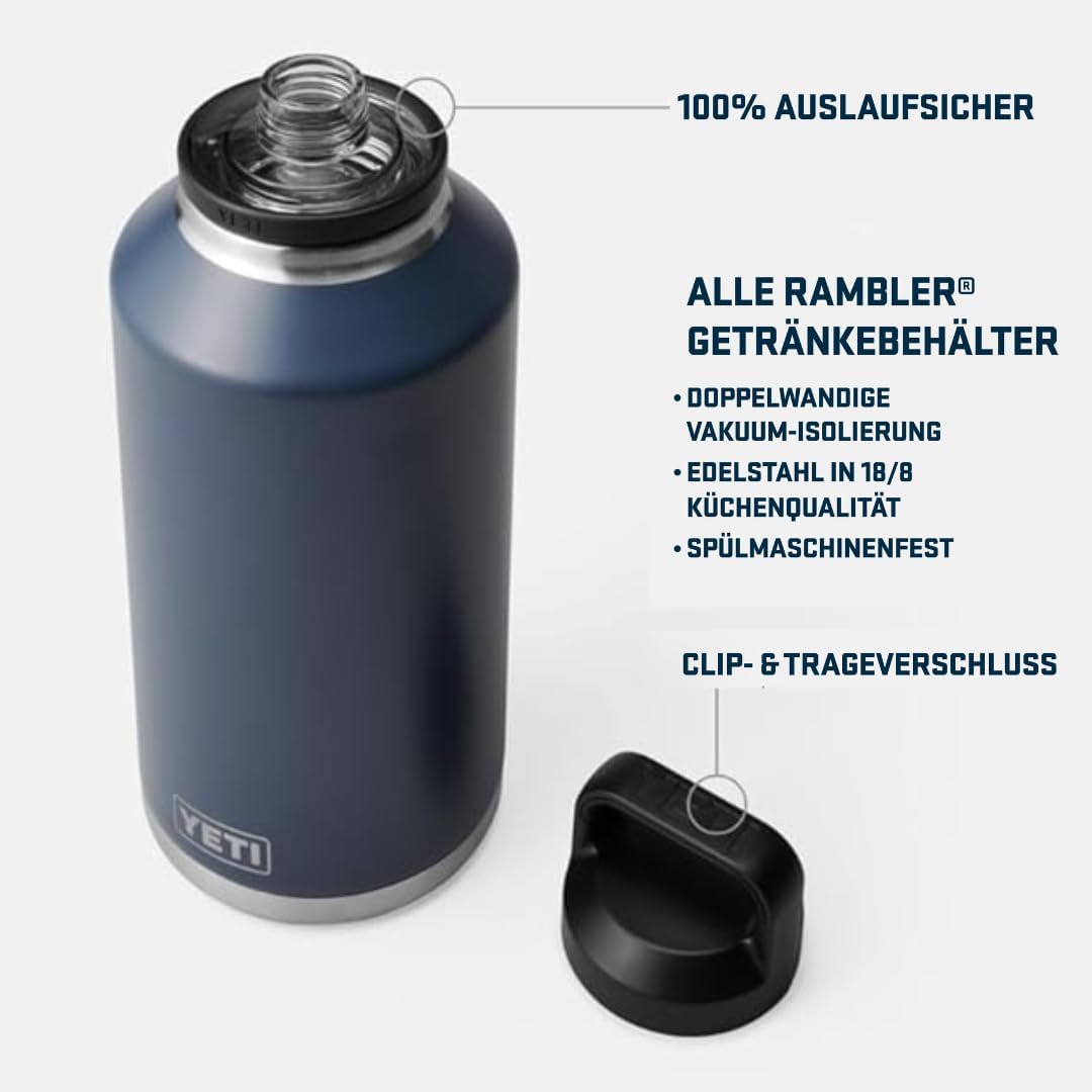 YETI Rambler Flasche Mit Chug-Verschluss, Black, 64 oz (1,9 L), Black