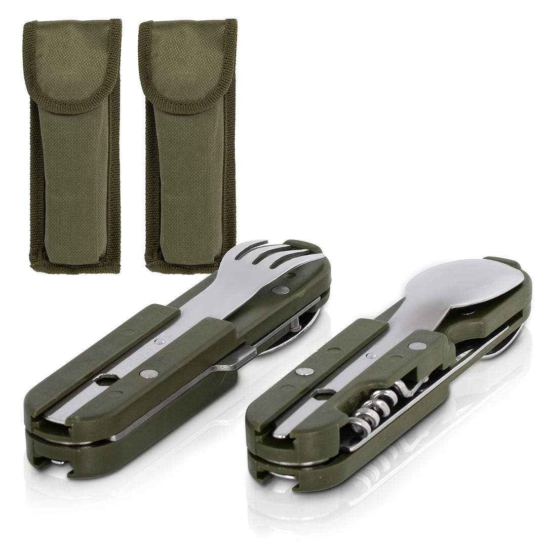 KS-11 2 Stück Outdoor Bundeswehr Besteck Edelstahl Campingbesteck Essbesteck Set 6 teilig Camping Be