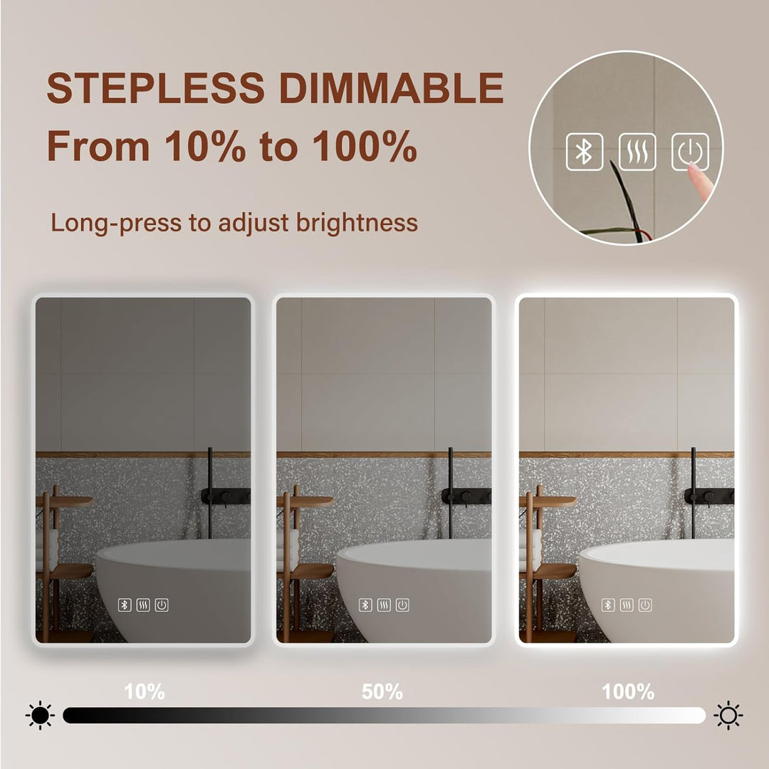 Habison LED Bluetooth Badezimmerspiegel Beleuchteter 50x70cm Antibeschlag Badezimmerspiegel Wandspie