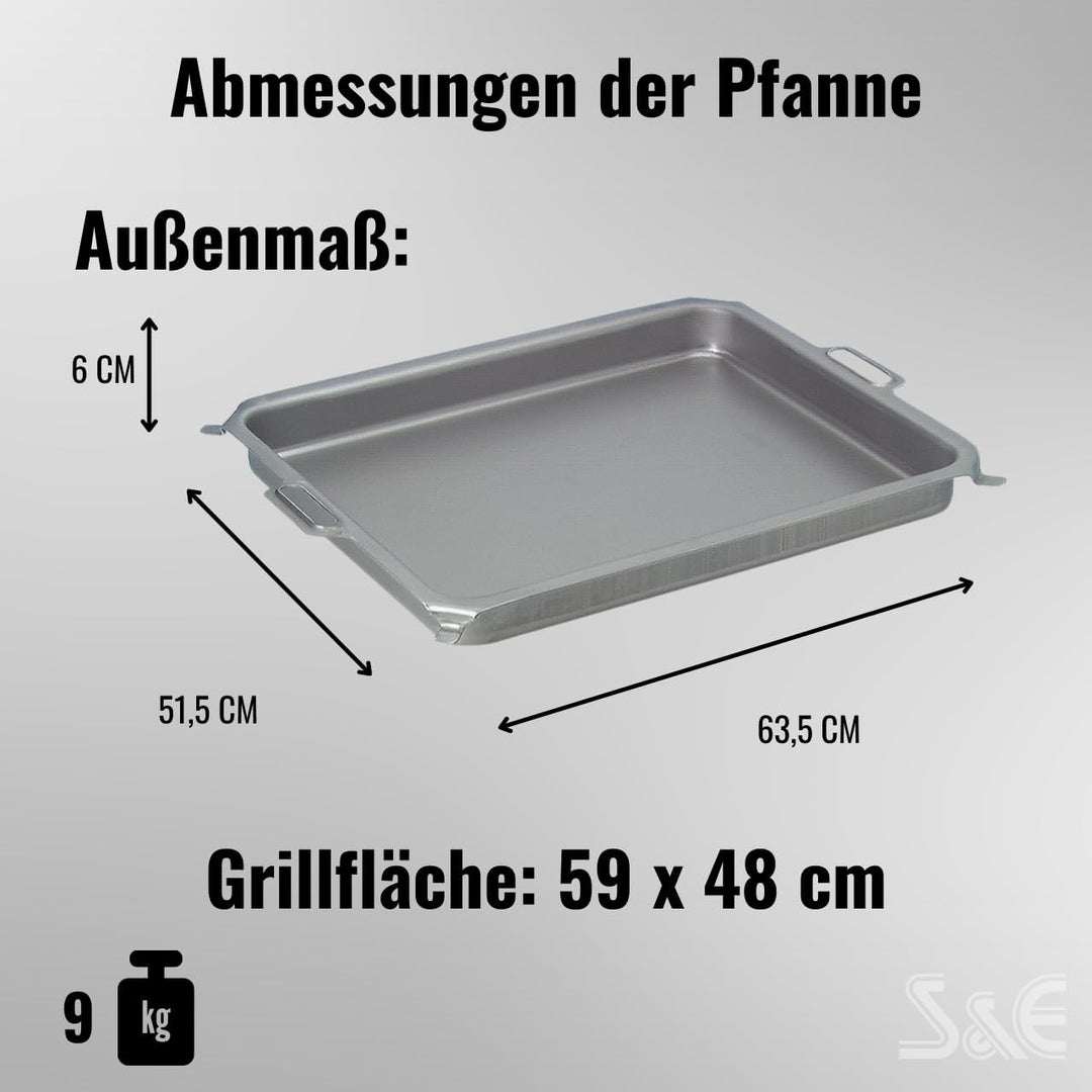 Made in Germany | Stahlpfanne 63 × 51 cm für 3-flammigen Gastrobräter – Ersatzwanne, Profi-Zubehör f