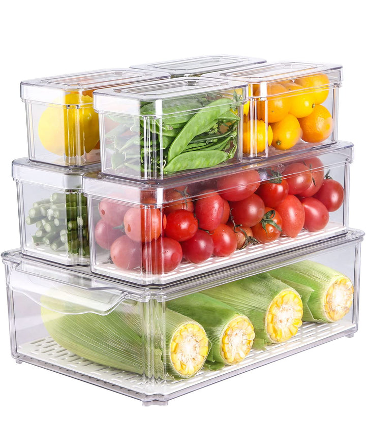 Kühlschrank Organizer 7er Set Stapelbare Aufbewahrungsbox küchen organizer Speisekammer Vorratsschra