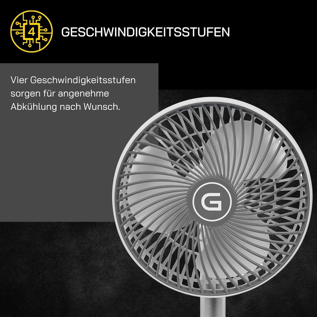 Gutfels Akku-Tisch-Ventilator VENTI 3010 R | Lithium Ionen Akku 4.000 mAh | Touchbedienung | 4 Gesch