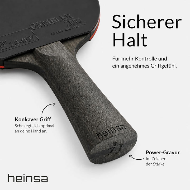 heinsa Carbon Profi Tischtennisschläger ITTF Wettkampf zugelassen Black Edition aus Lichtnussbaum mi