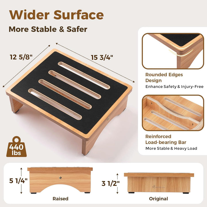 StrongTek 5" hoher Holz-Betttritthocker für Erwachsene, stabile Bett- und Duschtreppe, 200 kg Tragkr