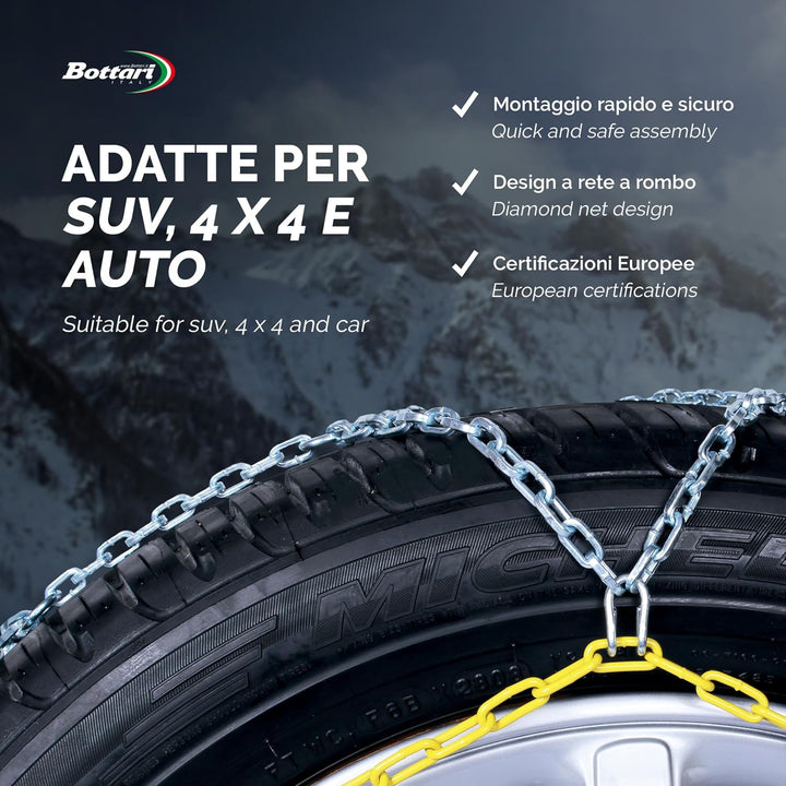 Bottari [Goodyear] 18833 Schneeketten „Rapid T2“, 9 mm, Grösse 130, ABS- und ESP-kompatibel T2 - 130
