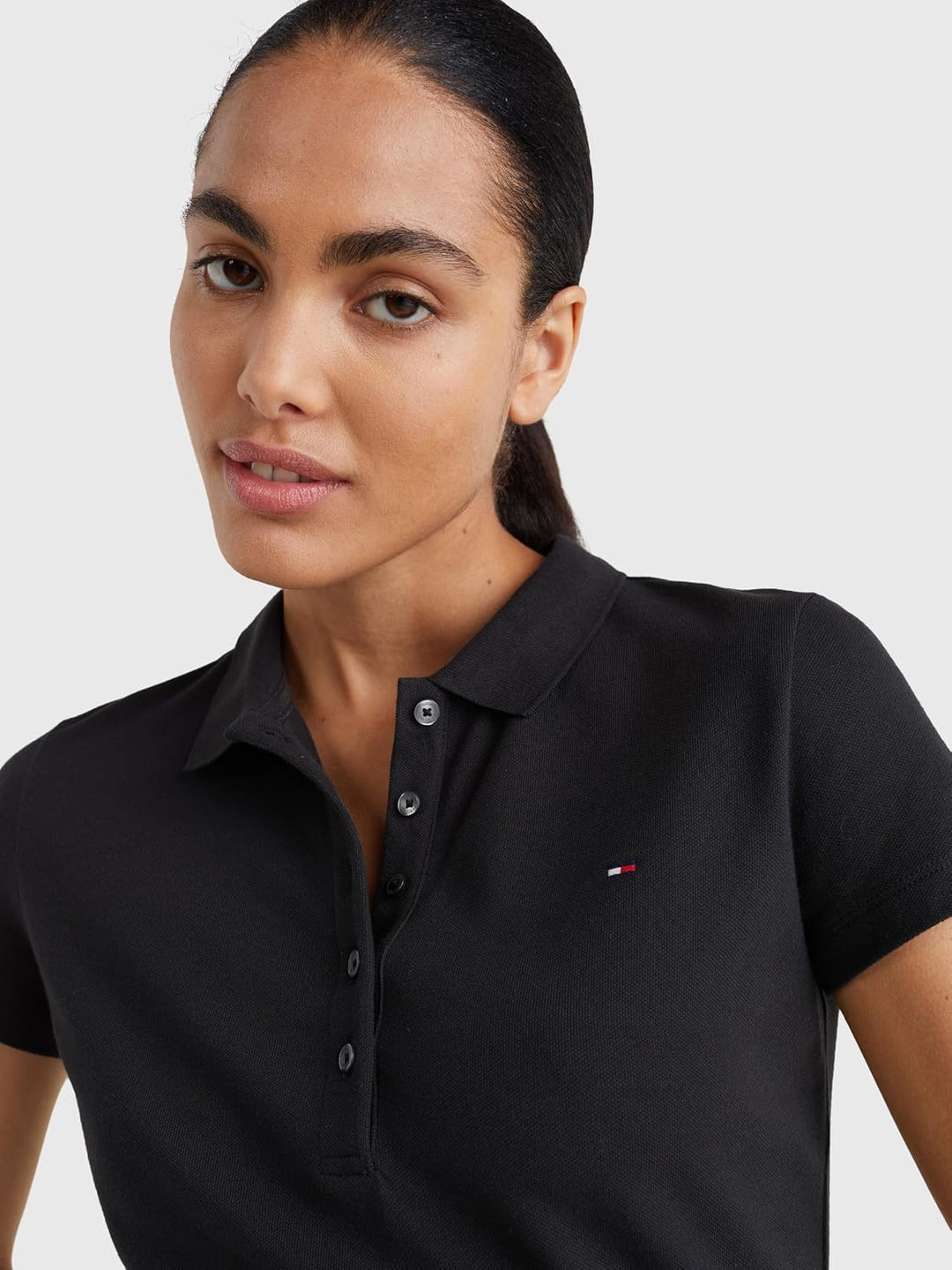 Tommy Hilfiger Damen Poloshirt Kurzarm Heritage Slim Fit XXS Schwarz (Masters Black), XXS Schwarz (M