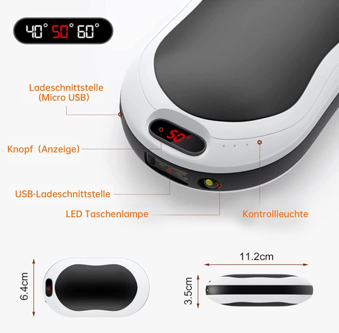 Aitesuo Handwärmer Wiederaufladbar, USB Taschenwärmer mit 6000mAh/10000mAh Tragbarer Powerbank Elekt
