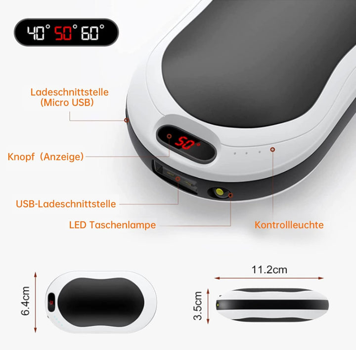 Aitesuo Handwärmer Wiederaufladbar, USB Taschenwärmer mit 6000mAh/10000mAh Tragbarer Powerbank Elekt
