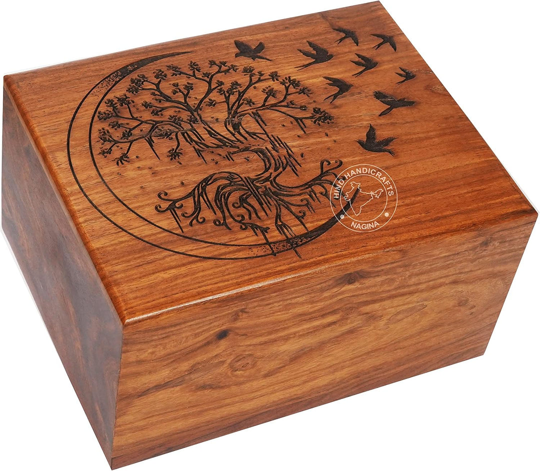 Rosewood Top Gravierte Holzurne für menschliche Asche Erwachsene – handgefertigte Beerdigung Gedenk-