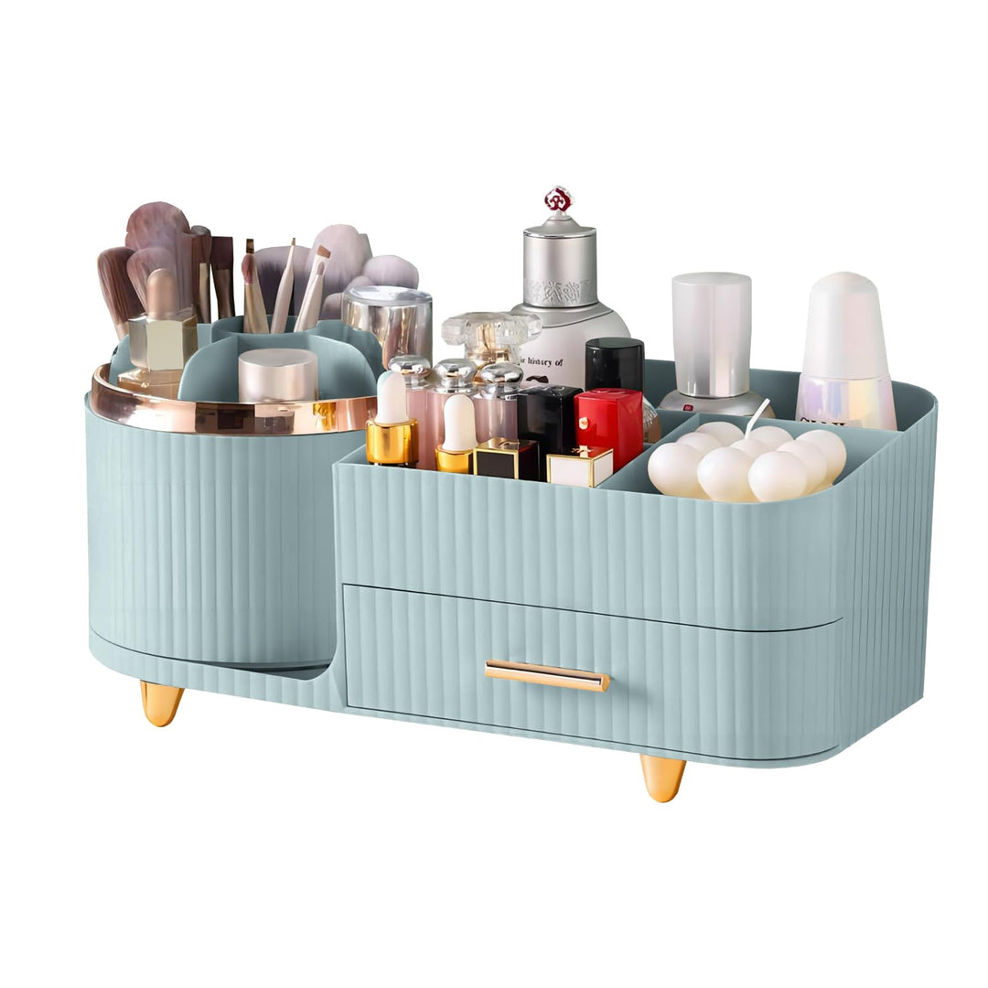 DASITON Make up Organizer 360° Drehbar, Make Up Pinselhalter Kosmetik Aufbewahrung mit Schubladen, G