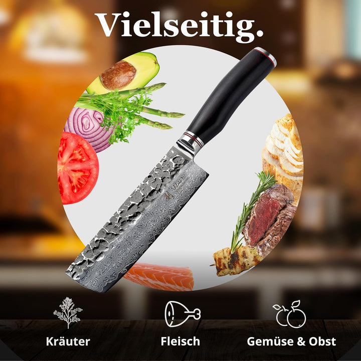 Wakoli Ebo Damastmesser Nakirimesser extrem scharfe 16,5 cm Klinge aus 67 Lagen I Damast Küchenmesse