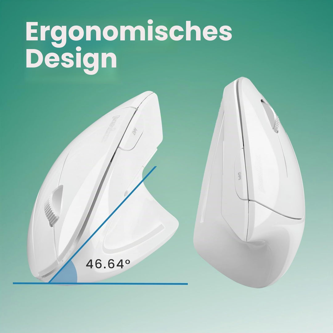 Perixx PERIMICE-813W Vertikale Bluetooth-Maus - Kabellose 3-in-1-Multi-Device-Technologie - Reise-Tr