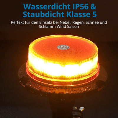 AUTOUTLET Rundumleuchte, 12 LED Amber Warnleuchte Warnlicht mit 3 Blitzmuster 10V-30V, ECE R65 R10 E