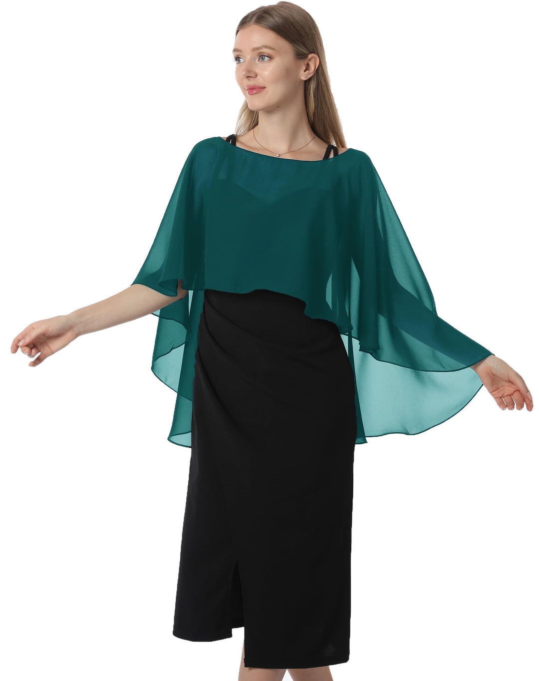 Damen Chiffon-umhang001 Pashmina-Schal Einheitsgrösse Blaugrün/Ein Hauch von Paradies (Trace of Para