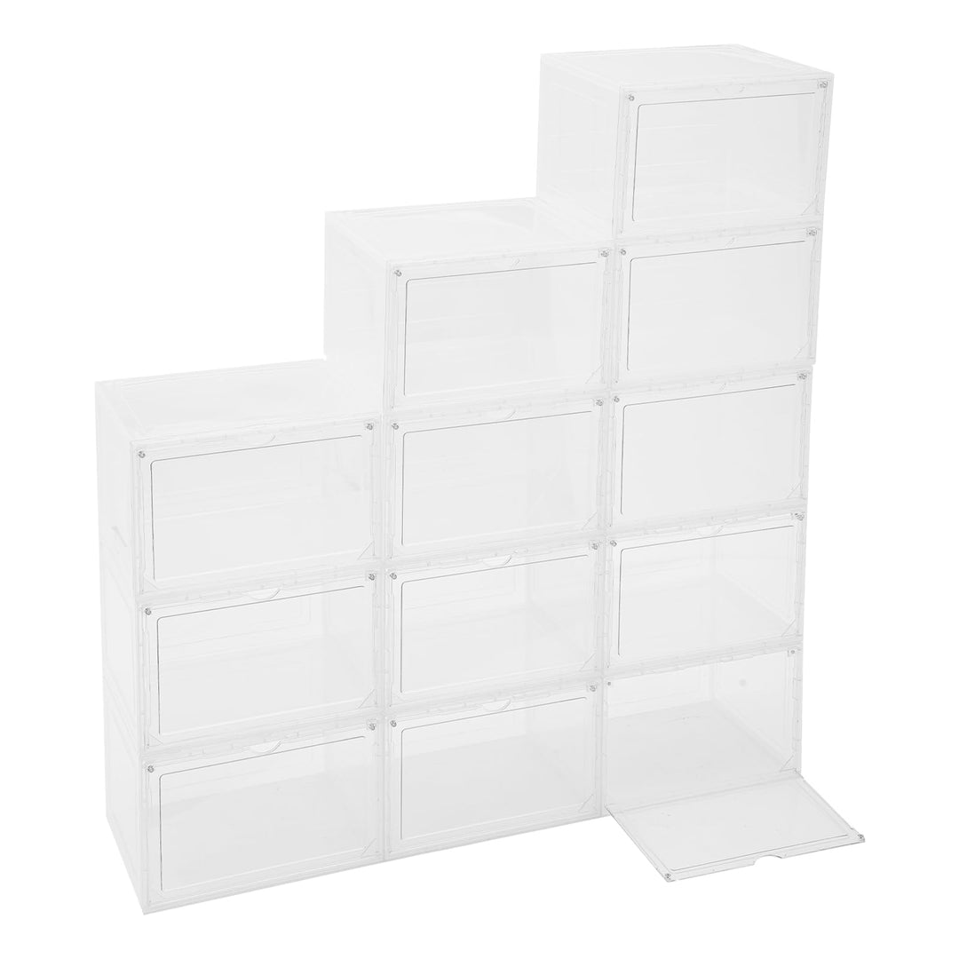 12er Set Schuhboxen Stapelbarer Schuh-Organizer transparente Schuhkartons Schuh-Display-Vitrinen aus