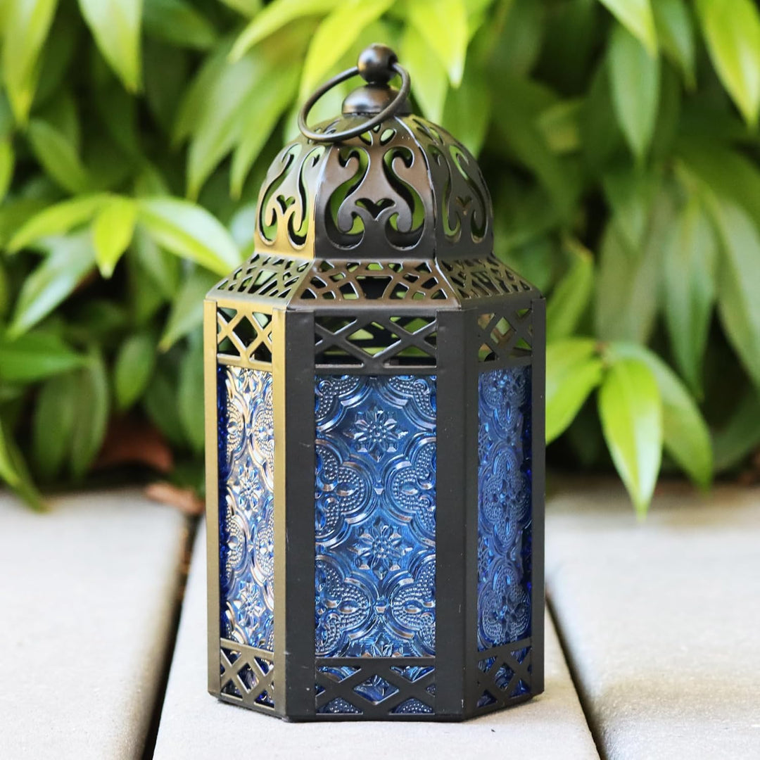 Decorative Candle Lantern Set for Home Room Decor, Cobalt Kobalt Set of 3, Kobalt Set of 3