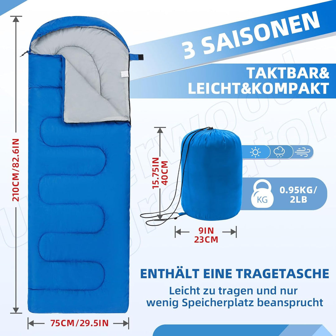 UnderwoodAggregator Schlafsäcke für Erwachsene und Kinder -Ultraleichter Schlafsack 3 Saison für kal