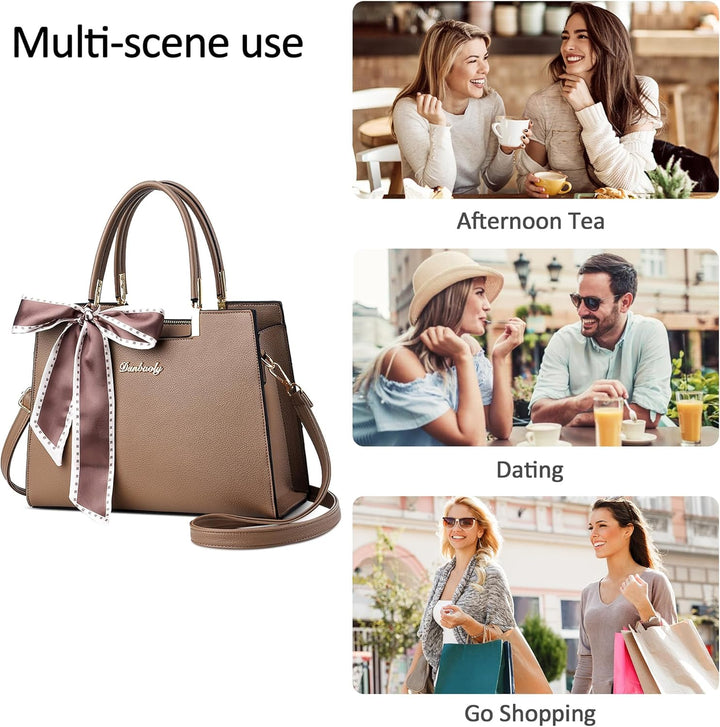 DORRISO Elegant Damen Handtasche Leicht Henkeltasche mit Mode Schick Schleife Schultertasche für Ein
