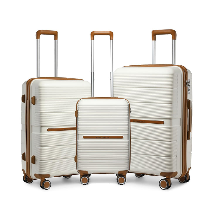 British Traveller Koffer Trolleys Set Hartschalenkoffer Reisekofferset 100% PP Handgepäck Rollkoffer
