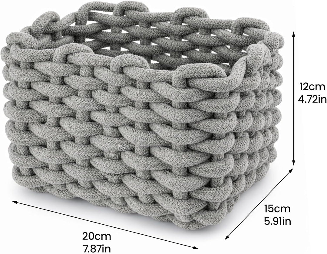 2/4 Stück Häkelkorb Aufbewahrungskorb 20 x 15 x 12 cm Baumwollseil Geflochtene Körbe Klein Organizer