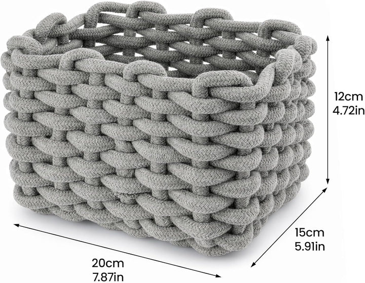 2/4 Stück Häkelkorb Aufbewahrungskorb 20 x 15 x 12 cm Baumwollseil Geflochtene Körbe Klein Organizer
