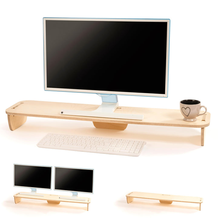 Universal-Monitorständer, Schreibtisch-Aufstehhilfe aus Holz für PC, Computer, TV, Doppelbildschirm