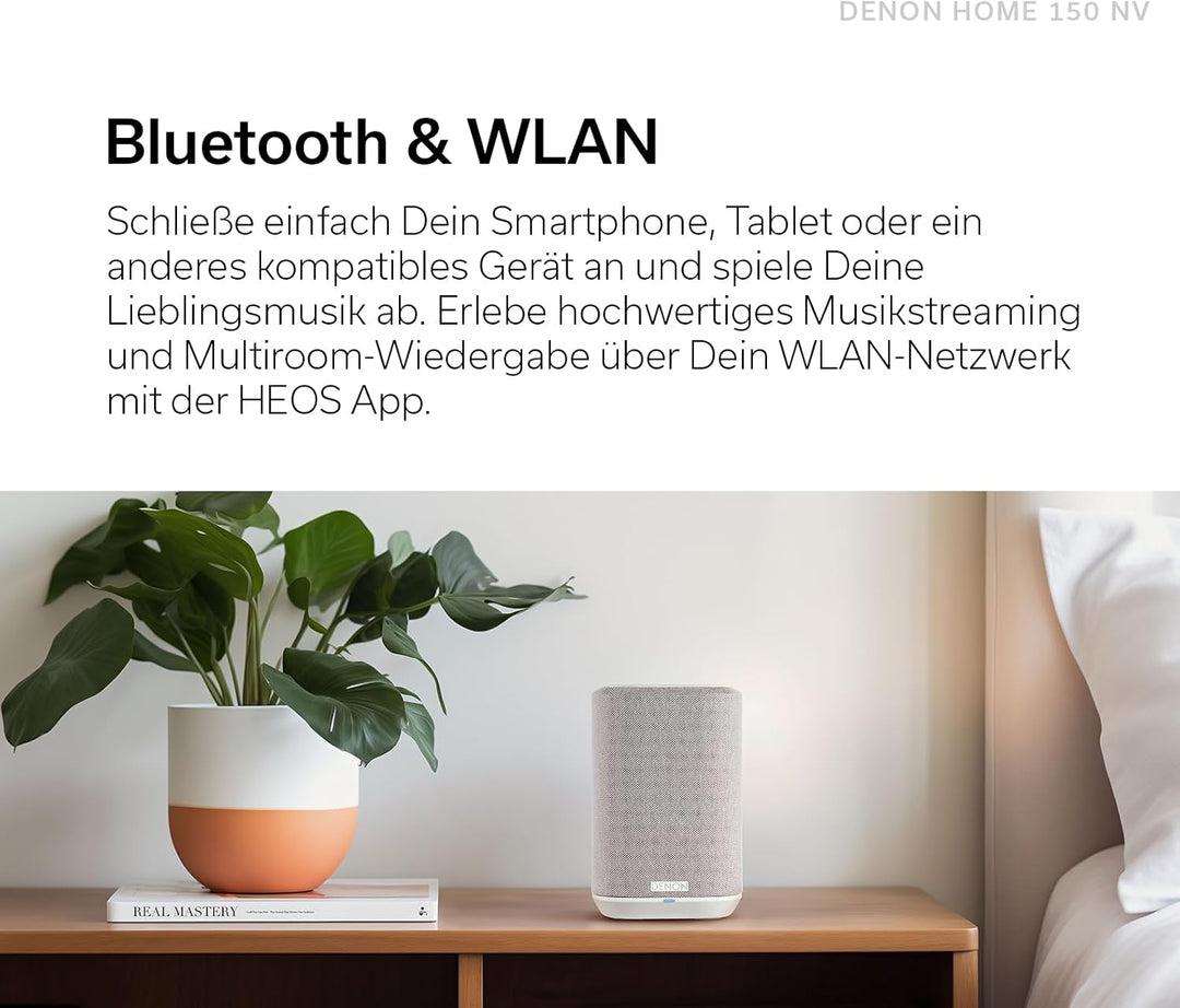 Denon Home 150 NV kabelloser Lautsprecher mit integrierter HEOS Multiroom-Technologie, Bluetooth, Ap