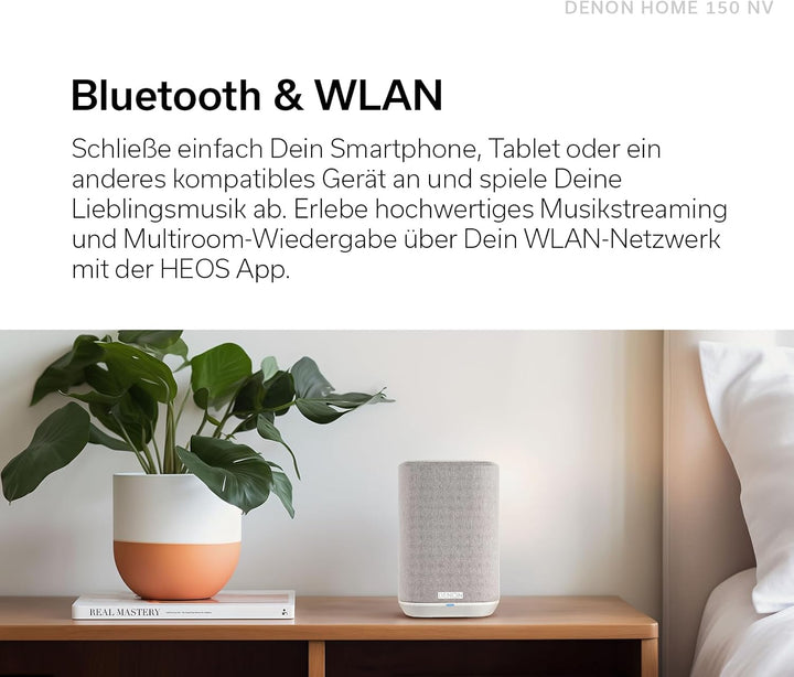 Denon Home 150 NV kabelloser Lautsprecher mit integrierter HEOS Multiroom-Technologie, Bluetooth, Ap