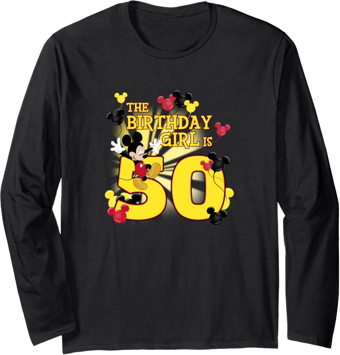 Disney Mickey Mouse The Birthday Girl Is 50 Langarmshirt
