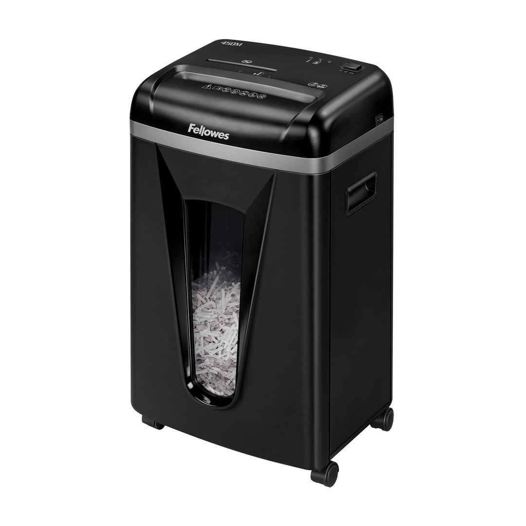 Fellowes 4074101 Aktenvernichter 450M 1-3 Benutzer, hohe Privatsphäre, Mikroschnitt, 22 l ausziehbar