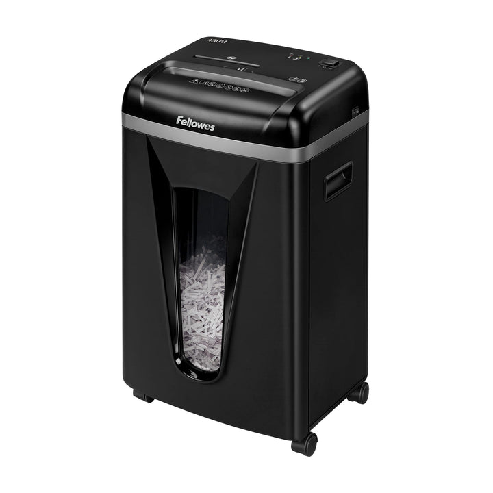 Fellowes 4074101 Aktenvernichter 450M 1-3 Benutzer, hohe Privatsphäre, Mikroschnitt, 22 l ausziehbar