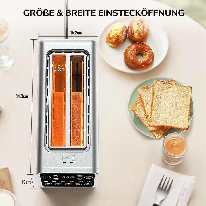 Keenstone Toaster 4 Scheiben, LED Display Touchscreen mit Memory-Funktion, Single-Slice-Technologie,