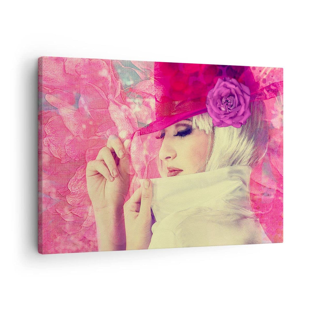 Bilder auf Leinwand weiblich Blumen- Blume Mode Leinwandbild 70x50cm Wandbilder Dekoration Wohnzimme