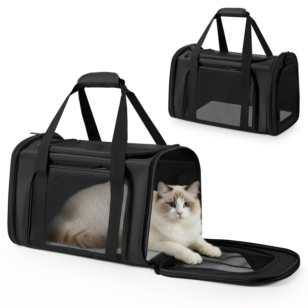 Transporttasche Katze und Hund, Faltbare Katzentransportbox, Haustiertragetasche mit Einstellbar Sch