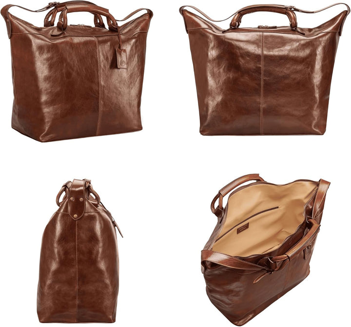 Maxwell-Scott Italienische Leder Reisetasche Fabrizio in Cognac Braun, Cognac Braun
