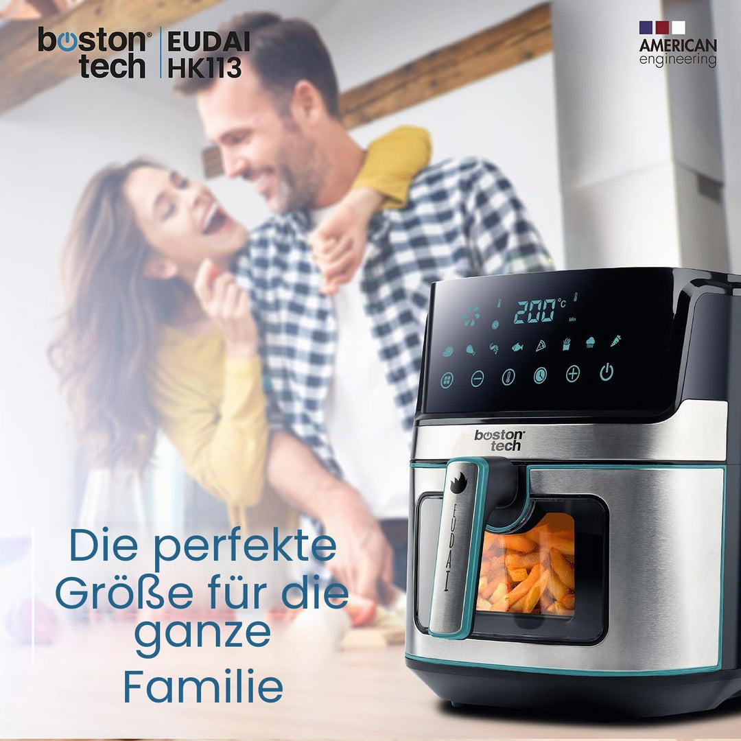 EUDAI Fritteuse ohne Öl, 6,5 l, Luftfritteuse mit Fenster, 8 Programme, LED-Display, Touch-Steuerung