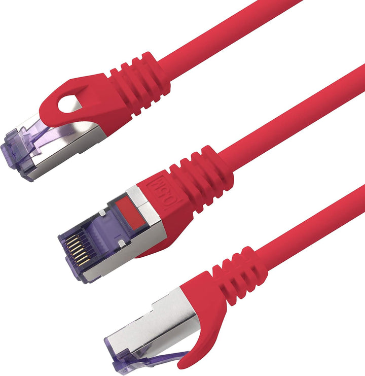 1aTTack.de Cat.7 Netzwerkkabel 2m - Rot - 10 Stück - Cat7 Patchkabel (SFTP/PIMF/LSZH) Rohkabel 10 Gb