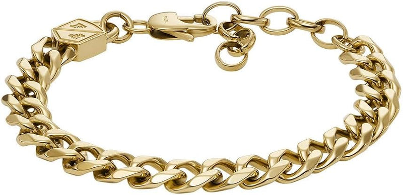 FOSSIL Herren-Gliederarmband Bold Chains Edelstahl Bernstein-Gold, Bernstein-Gold