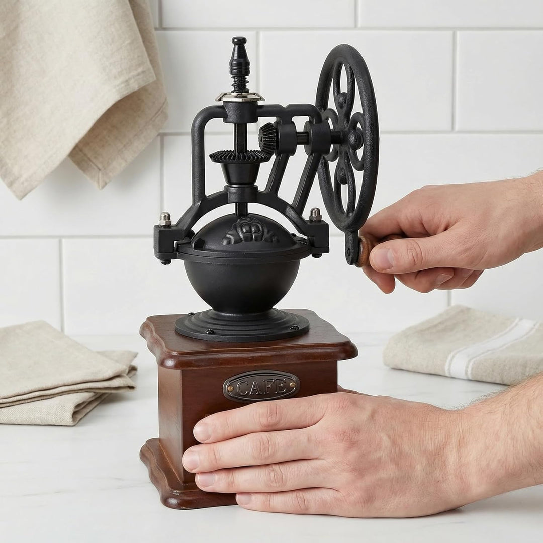 ULTECHNOVO Kaffeemühle Manuell aus Holz mit Handkurbel und Keramikmahlwerk, Kompakte Handkaffeemühle