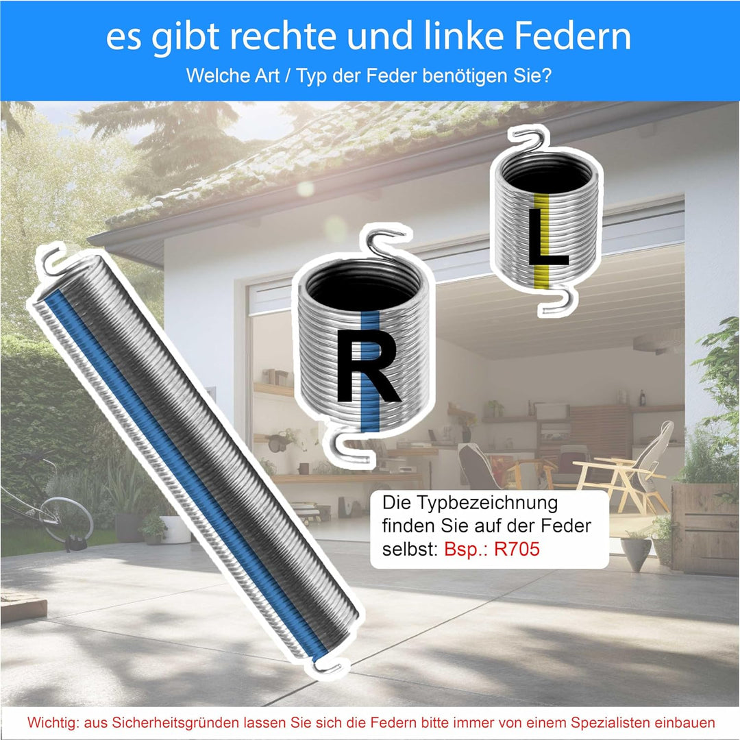 Torsionsfeder für Hörmann Garagentor in 32 Varianten Links oder Rechts zur Auswahl Erstausrüster Qua
