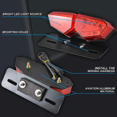 KATUR Universal Motorrad Integriertes Bremslicht RüCklicht Blinker Kennzeichenbeleuchtung (Rote Lins